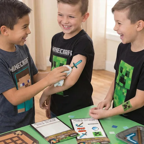 Miniatura 2 de Suministros de fiesta de Minecraft, suministros de fiesta de cumpleaños de Minecraft para niños o niñas, sirve para 16 invitados, con cubierta