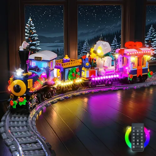 Miniatura 8 de Kit de luces LED mejorado compatible con Lego Holiday Express Train Building Set, decoración de luces compatible con Lego 10361, regalo de Navidad