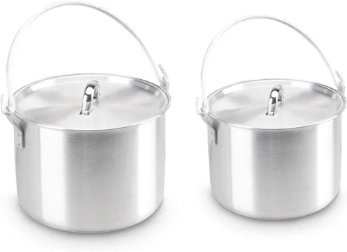 Miniatura 9 de AceCamp Juego de ollas de cocina ligeras de aluminio anidadas con tapa y mango plegable - 4L, 8L, 12L