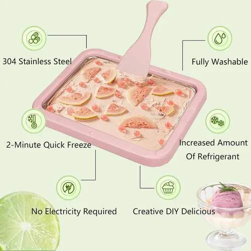 Miniatura 3 de Máquina de rodillos de helado, bandeja de helado enrollada para bricolaje, máquina de helado instantáneo, hielo instantáneo de yogur, batidos