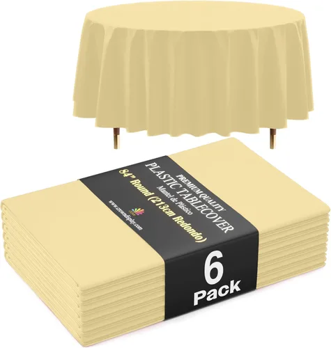 Miniatura 39 de Exquisite 66% Thicker Premium Aqua Round Tablecloth 0.5 Mil 6 Pack Plastic Table Cloth Disposable 84 Inch Round Plastic Tablecloth Won't Tear Easily