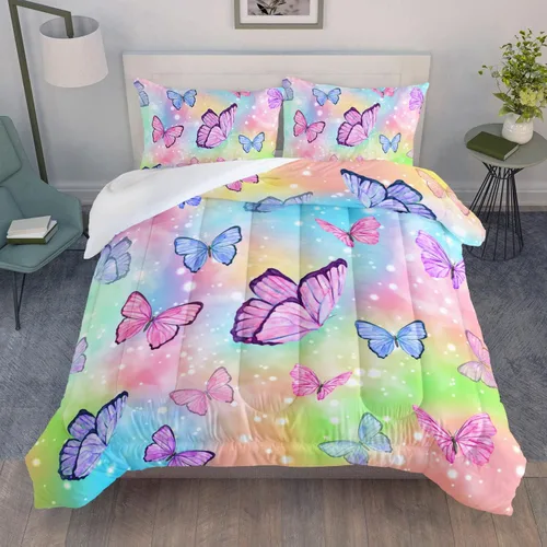 Miniatura 13 de Datura home - Juego de edredón de mariposa azul y negro para niñas y mujeres, juego de ropa de cama bohemio con estampado de mandala de mariposa