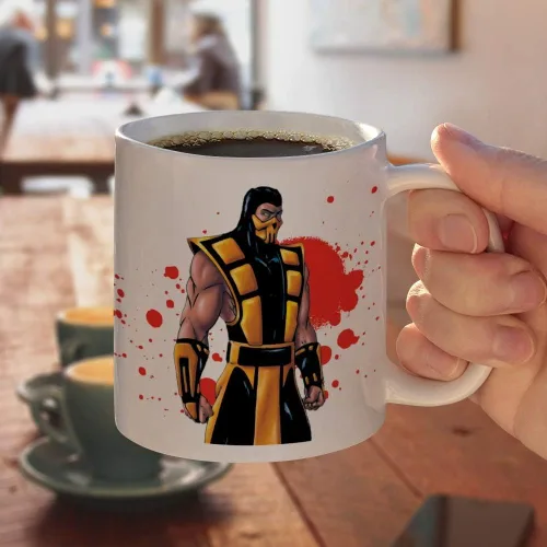 Miniatura 4 de GRAPHICS & MORE Mortal Kombat Klassic Scorpion Character - Taza de café de cerámica, tazas de regalo novedosas para café, té y bebidas calientes, 11
