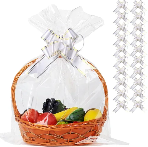 Miniatura 10 de UltraOutlet Paquete de 50 bolsas grandes de celofán de 18 x 24 pulgadas, cesta de regalo de celofán transparente, 2.3 mil de grosor, bolsas