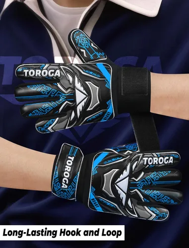 Miniatura 4 de Guantes de portero para niños y jóvenes, guantes de portero de fútbol, agarre de látex fuerte, soporte de muñeca doble y malla transpirable, guantes