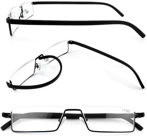 Miniatura 2 de Paquete de 2 lentes de lectura de medio marco para hombres y mujeres, ligeros para lectura de computadora con estuche portátil 1.00