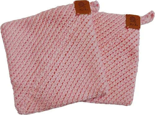 Miniatura 13 de Soportes para ollas de ganchillo hechos a mano, colección de color sólido, algodón de 6 x 6 pulgadas, resistentes al calor, doble capa, lazo