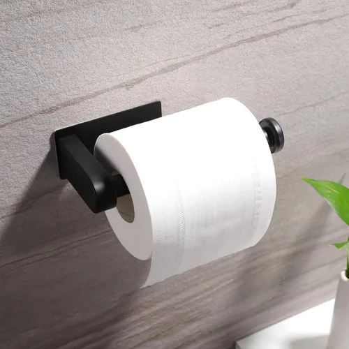 Miniatura 2 de YIGII Portarrollos de papel higiénico autoadhesivo - Soporte de rollo de papel higiénico negro adhesivo soporte de papel higiénico adhesivo