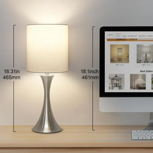 Miniatura 4 de Lámpara de mesa con control táctil, lámpara de cabecera regulable de 3 vías para sala de estar, lámpara de mesa de noche moderna para dormitorio