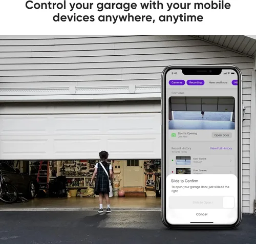 Miniatura 2 de OCCHI Abridor inteligente de puerta de garaje con cámara, control inteligente de garaje, compatible con Seguridad+ 2.0, detecta el estado