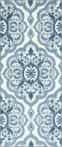 Miniatura 59 de Maples Rugs - Alfombra antideslizante Vivian, para pasillo o entrada, patrón de medallones [fabricada en Estados Unidos], 2 x 6 pies, color gris