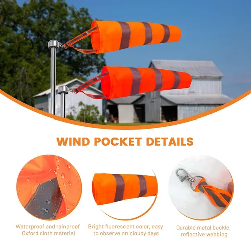 Miniatura 3 de 2 banderas reflectantes colgantes de manga de viento para exteriores, parada de rasgaduras, aeropuerto, calcetines de medición, calcetines de viento