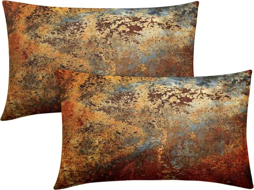 Miniatura 82 de Fundas de almohada de metal marrón óxido de 16 x 16 pulgadas, color dorado oxidado, canela, cobre, bronce, fundas metálicas, juego de 2 almohadas