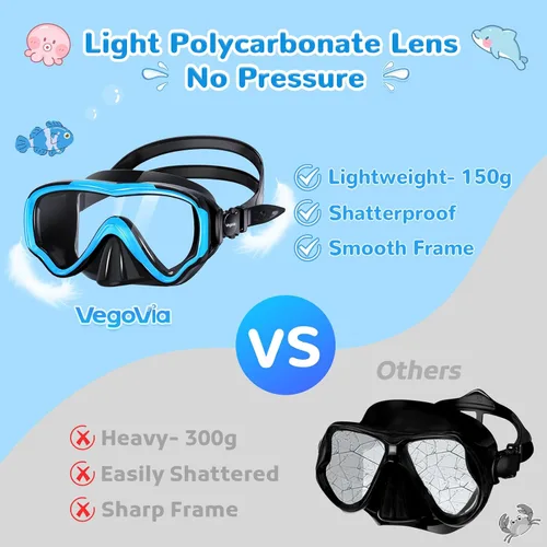 Miniatura 3 de VegoVia Gafas de natación para niños con cubierta para la nariz, antiempañamiento de visión amplia, máscara de natación transparente para niños