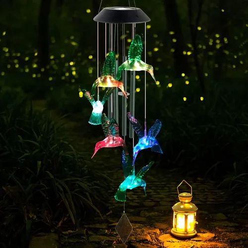 Miniatura 3 de Campanillas de viento solares de colibrí para exteriores, regalo para padre, regalos de cumpleaños para madre, marido, padrastro, mujer, abuela