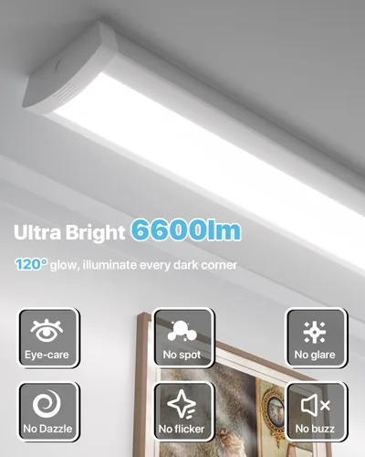 Miniatura 4 de HYPERLITE Luz LED envolvente de 4 pies 60W, 6600LM Luminarias LED de tienda de 4' con 3 vatajes para garaje, luz envolvente blanca neutra de 4000K