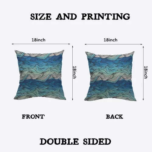 Miniatura 2 de TKS MITLAN Fundas de almohada abstractas con ondas 18 x 18 pulgadas, fundas de almohada decorativas con gradiente azul de agua de mar, ondas