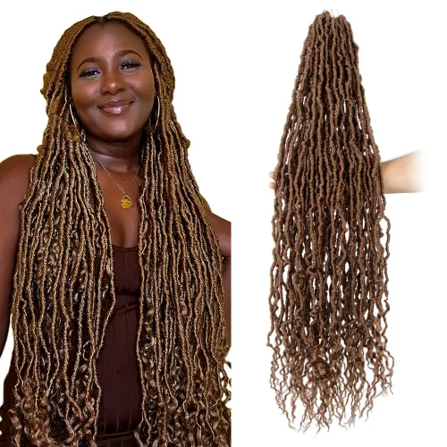 Miniatura 50 de BOHOBABE Rastas Falsas de Cabello de Ganchillo de 30 Pulgadas, Rastas Suaves Boho de Ganchillo con Puntas Rizadas, Rastas Largas de Diosa Bohemia