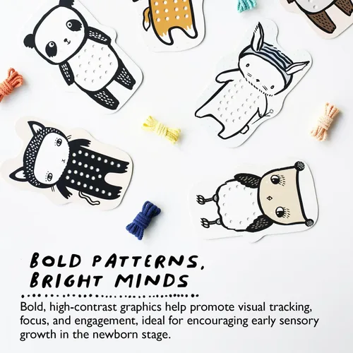 Miniatura 6 de Wee Gallery Tarjetas de cordones de animales para bebés, tabla de coser y juego de viaje para niños pequeños y preescolares, juguete de habilidades