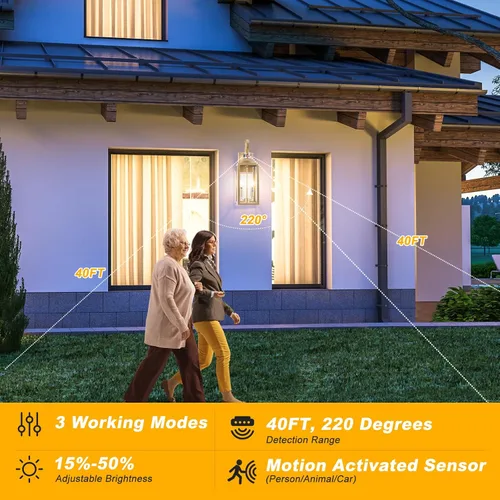 Miniatura 3 de Luz de exterior con sensor de movimiento dorada de 20 pulgadas, gran lámpara de iluminación al aire libre del atardecer al amanecer, lámpara