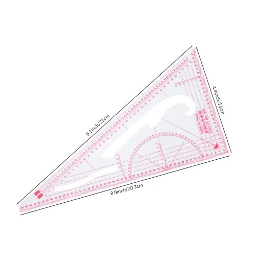 Miniatura 5 de NEWMAY Regla de costura francesa de 6 niveles, regla de costura de plástico en forma métrica, regla de medición para diseño de patrones de costura