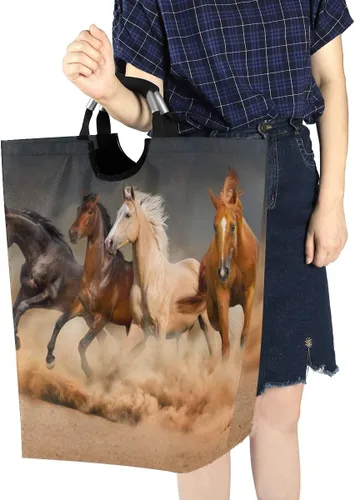 Miniatura 6 de CaTaKu Cesto de lavandería de caballos de animales, cesta de lavandería para caballo, caja de almacenamiento grande, cesta de ropa plegable alta