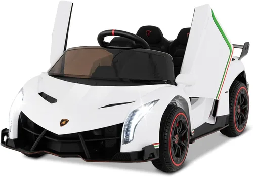 Costzon - Automóvil de paseo con licencia Lamborghini de 12 V, 4 ruedas motrices, deportivo con control remoto, 3 velocidades, puertas hidráulicas,