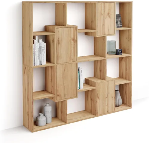 Miniatura 27 de Mobili Fiver, Iacopo XS Estantería con puertas de panel (63.31 x 31.5 pulgadas), color negro Ashwood, Made in Italy