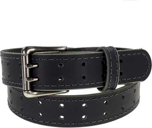 Cinturón de cuero clásico para hombre estilo retro de doble punta hebilla de níquel mate 1 pulgadas de ancho hecho a mano en los Estados Unidos