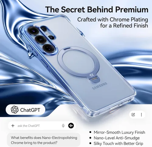 Miniatura 2 de CASEKOO Funda azul cielo brillante para Samsung Galaxy S26 Ultra [soporte magnético giratorio de 360°] [compatible con MagSafe]