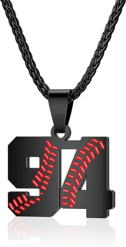 Miniatura 32 de Collar con número de béisbol para niños 00-99, collar con número de camiseta de béisbol de acero inoxidable, colgante personalizado, regalo