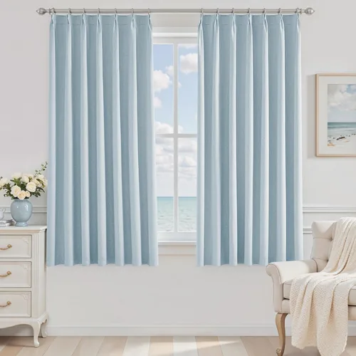 Miniatura 43 de UHITECH Cortinas opacas cortas de 35 pulgadas de largo, plisadas, opacas, para ventanas pequeñas, con aislamiento térmico, cortinas reductoras