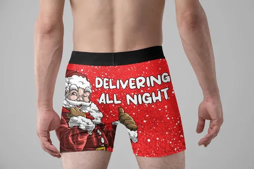 Miniatura 3 de Random Stock Apparel Ropa interior de Navidad para hombre, HO Fun Gag Gift Dirty Santa Boxer Calzoncillos