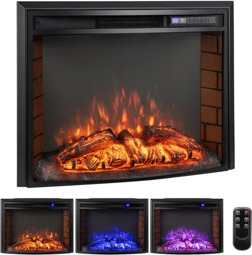 Miniatura 10 de Tangkula Inserto de chimenea eléctrica de 18 pulgadas, con control remoto, colores de llama ajustables y brillo, protección contra