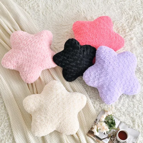 Miniatura 4 de Almohada de estrellas, almohada de felpa en forma de estrella de 14.9 pulgadas para sofá y cama, bonitas almohadas decorativas con piel sintética