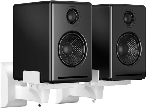 suptek Soporte de montaje en pared con abrazadera de doble lado para altavoces de estantería, para altavoces de sonido envolvente grandes, soporta