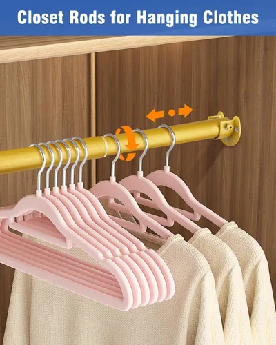 Miniatura 2 de Barras de armario para colgar ropa, resistentes, longitud ajustable (#1 dorado, 18.5 - 28 pulgadas)