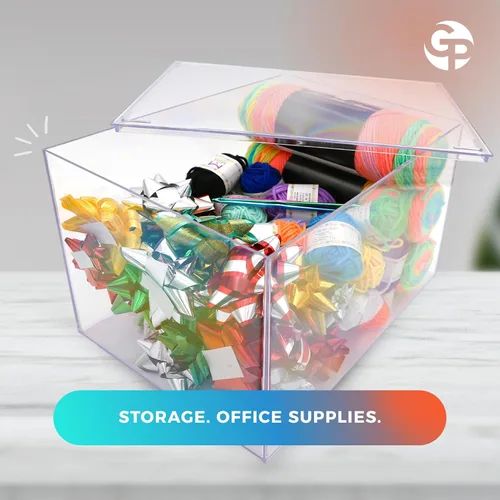 Miniatura 7 de 1 caja de acrílico transparente con tapa, 12.5 pulgadas de largo x 8.5 pulgadas de ancho x 8.5 pulgadas de alto, fabricada en Estados Unidos