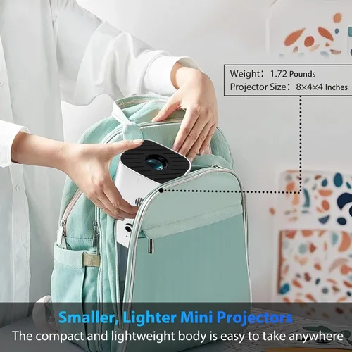 Miniatura 7 de Mini proyector para iPhone, proyector pequeño de 1080P (Bluetooth 5.3 y altavoz integrados), compatible con 4K, giratorio de 210°, proyector