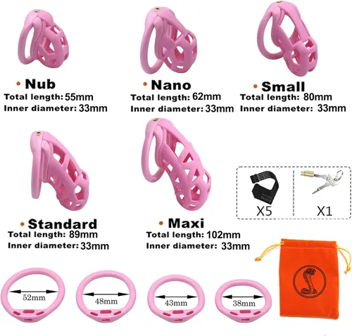 Miniatura 7 de Jaula de castidad de resina, dispositivo de castidad masculina 3.0 con 4 anillos, dispositivo de castidad masculina para pene, jaula de castidad