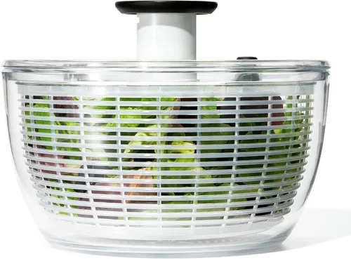 Miniatura 4 de OXO Good Grips - Escurridor de ensalada grande, verde, con lavadora de lechuga y frutas, libre de BPA, bomba fácil de un solo mano