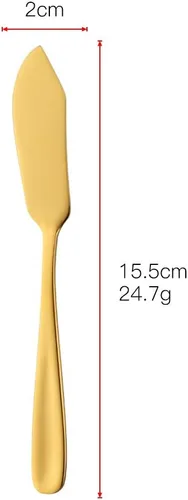 Miniatura 6 de Buyer Star Juego de 8 cuchillos de mantequilla, juego de esparcidor de queso dorado de acero inoxidable 18/10 en caja de regalo negra para fiestas