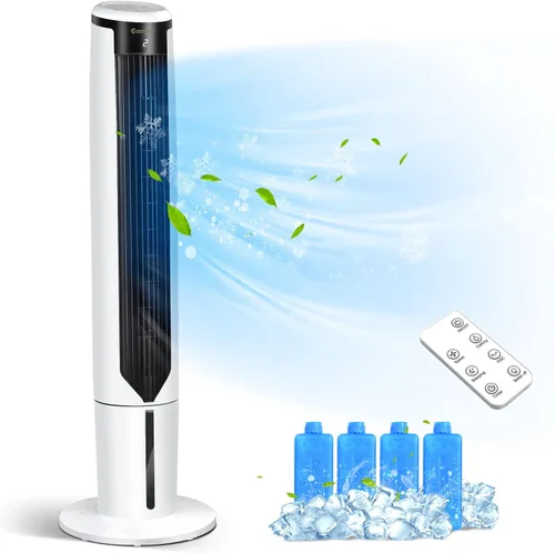 COSTWAY Enfriador de aire evaporativo, enfriador de aire oscilante portátil de 41 pulgadas con control remoto, 3 modos, 3 velocidades, pantalla LED,