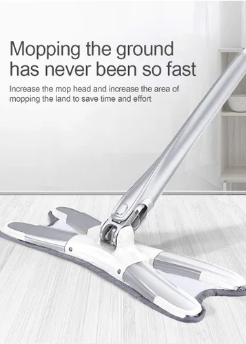 Miniatura 6 de Trapeador de piso plano de microfibra tipo X, trapeador de piso de madera dura, para lavado de manos libres, con almohadillas de microfibra