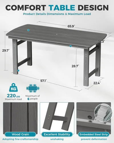 Miniatura 6 de Ciokea Silla de comedor para patio al aire libre, sillas de porche de gran tamaño de HDPE con asiento ancho, muebles de exterior duraderos para todo