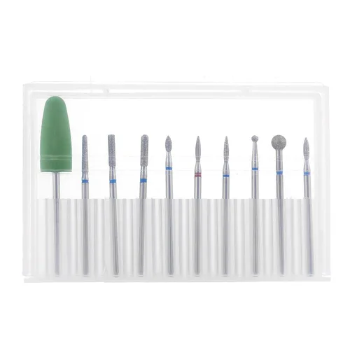Miniatura 5 de YUXIANLB Juego de 10 brocas de uñas para manicura, kit de brocas de diamante para uñas profesional rusas para eliminación de cutículas, juego