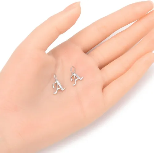 Miniatura 2 de Adabele Auténtica plata de ley brillante A-Z 26 letras pequeñas del alfabeto con circonita cúbica, colgante de diamantes de imitación resistente al