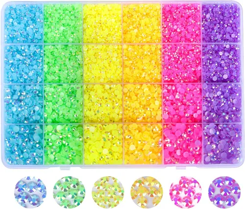 Miniatura 12 de Diamantes de imitación de resina con parte trasera plana, 21000 unidades de piedras preciosas de gelatina que no se calientan, 6