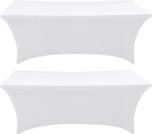 Miniatura 12 de SEPARO Paquete de 2 Cubiertas de Mesa de Spandex de 6 Pies Color Borgoña Mantel Rectangular Ajustado Tela Elástica Mantel de 6 pies Sin Arrugas