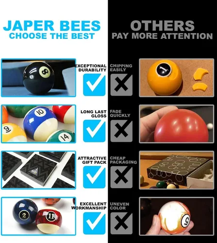 Miniatura 4 de JAPER BEES Juego de Bolas de Billar Bolas de Piscina Set de Billar